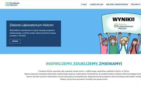 Strona fundacjaholcim.pl z wynikami programu grantowego